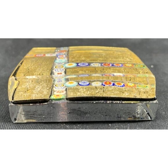 Murano Glass Paperweight Ragazzi & Co Square Millefiori Fused Italy 2.5" Vtg - Picture 2 of 6